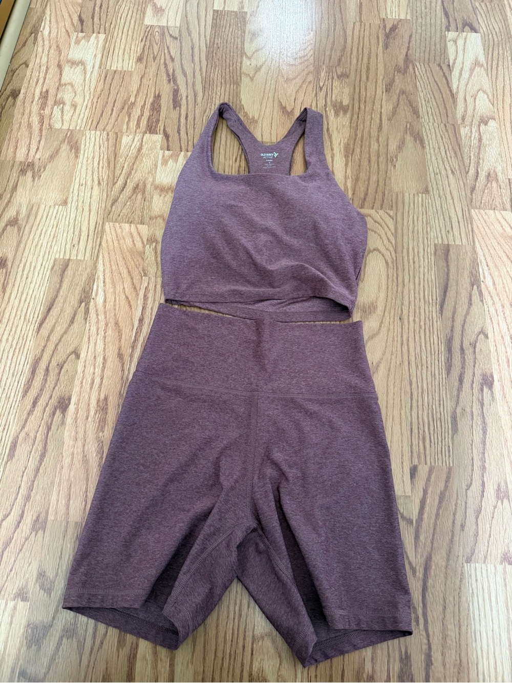 Old Navy Mauve Active Cloud+ High-Waist Biker Shorts & Racerback Crop Tank Set